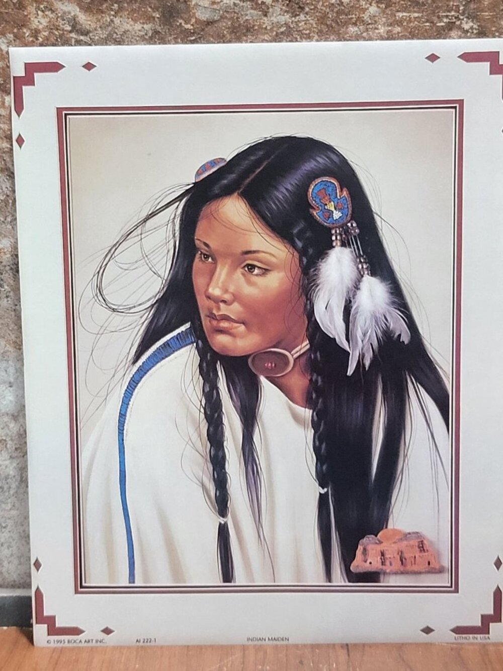 Vintage Unframed Indian Maiden Art Print Lithograph 1995